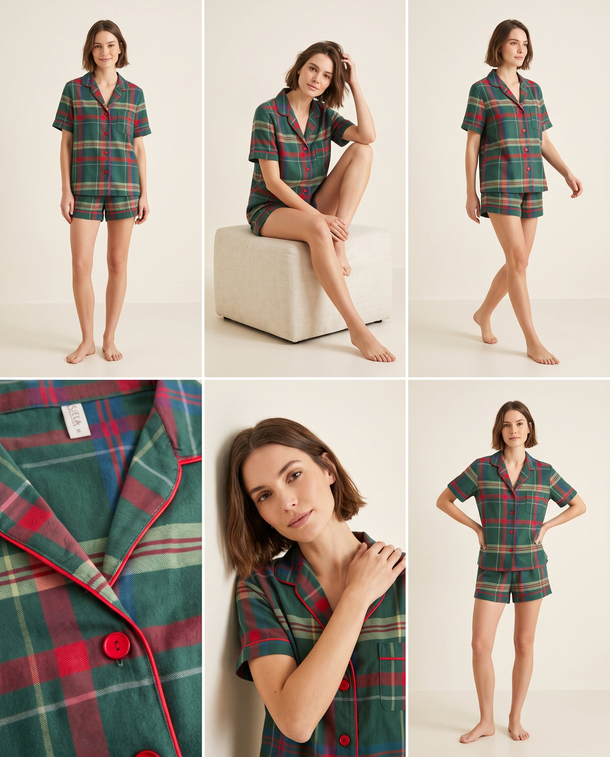 Short camisa / Algodón Leñadora Verde