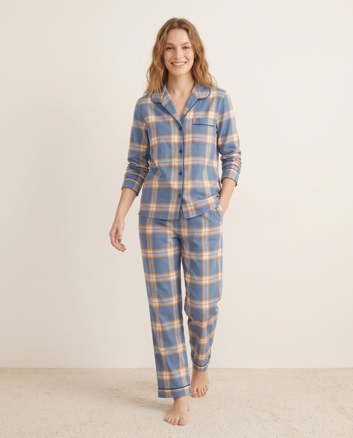 Pantalón camisa / Algodón Leñadora Azul