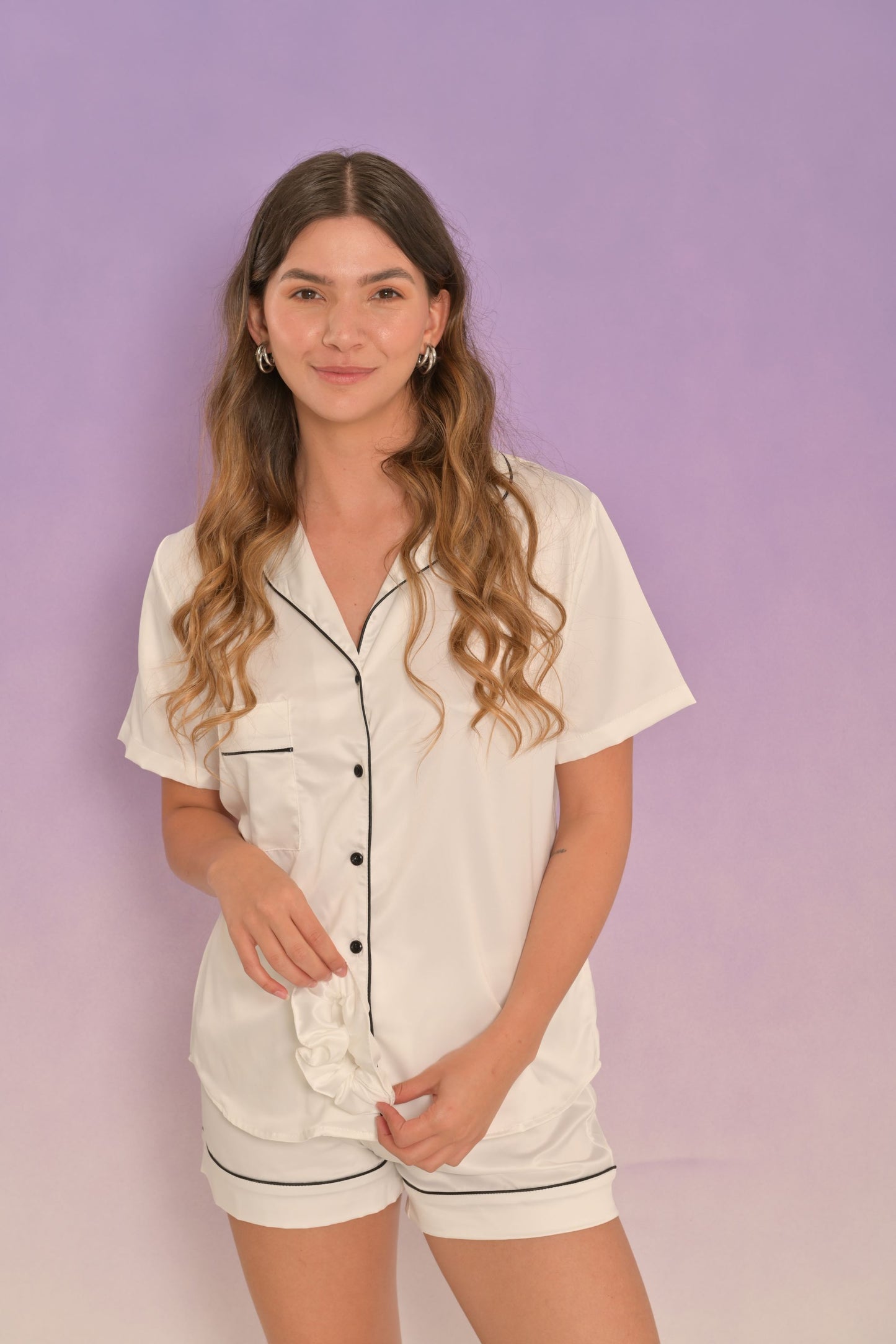 Short camisa / Satín Perla