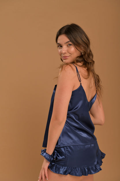 Short tiras- Satín Navy Blue