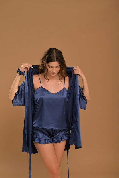 Short tiras- Satín Navy Blue