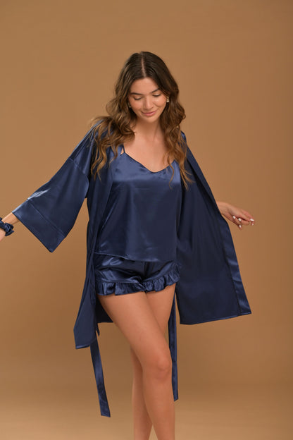 Short tiras- Satín Navy Blue