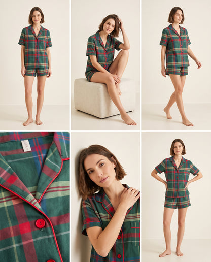 Short camisa / Algodón Leñadora Verde