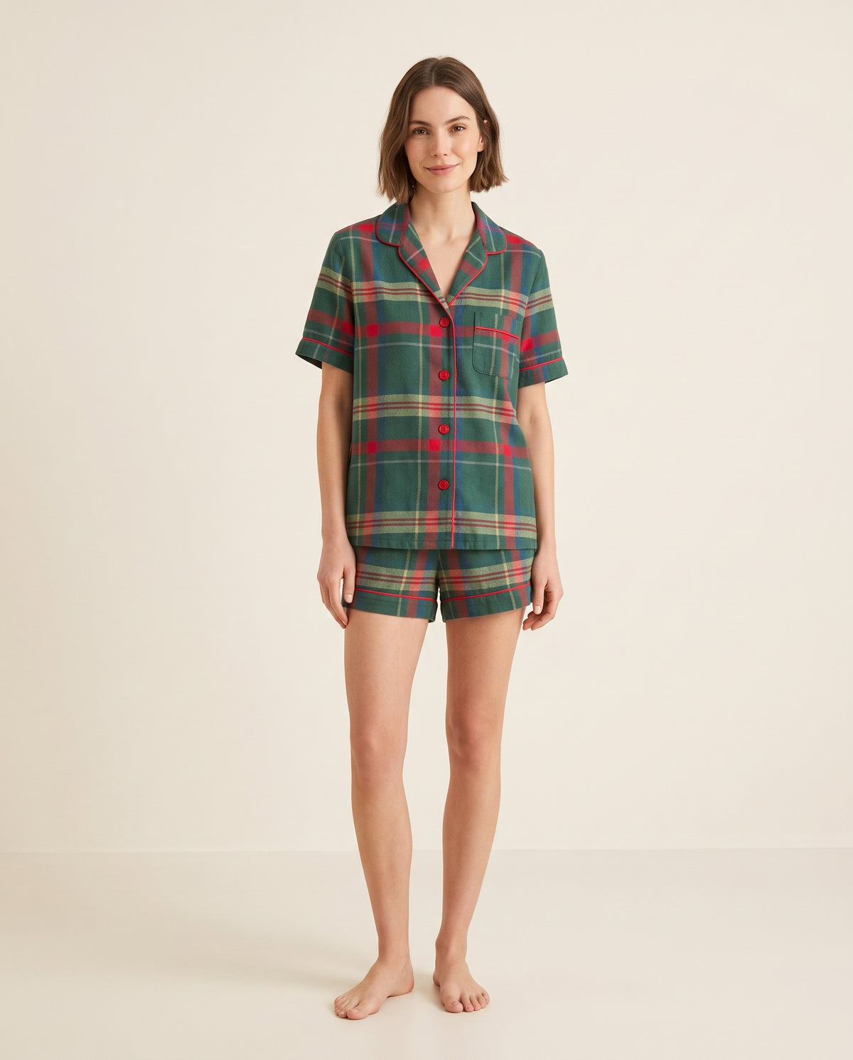 Short camisa / Algodón Leñadora Verde