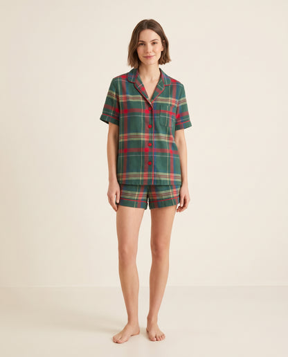 Short camisa / Algodón Leñadora Verde