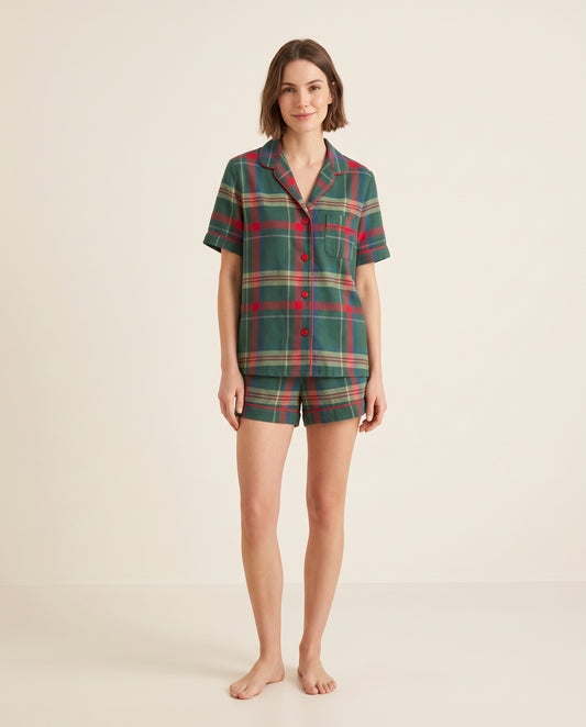 Short camisa / Algodón Leñadora Verde