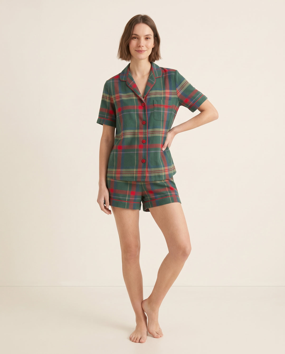 Short camisa / Algodón Leñadora Verde