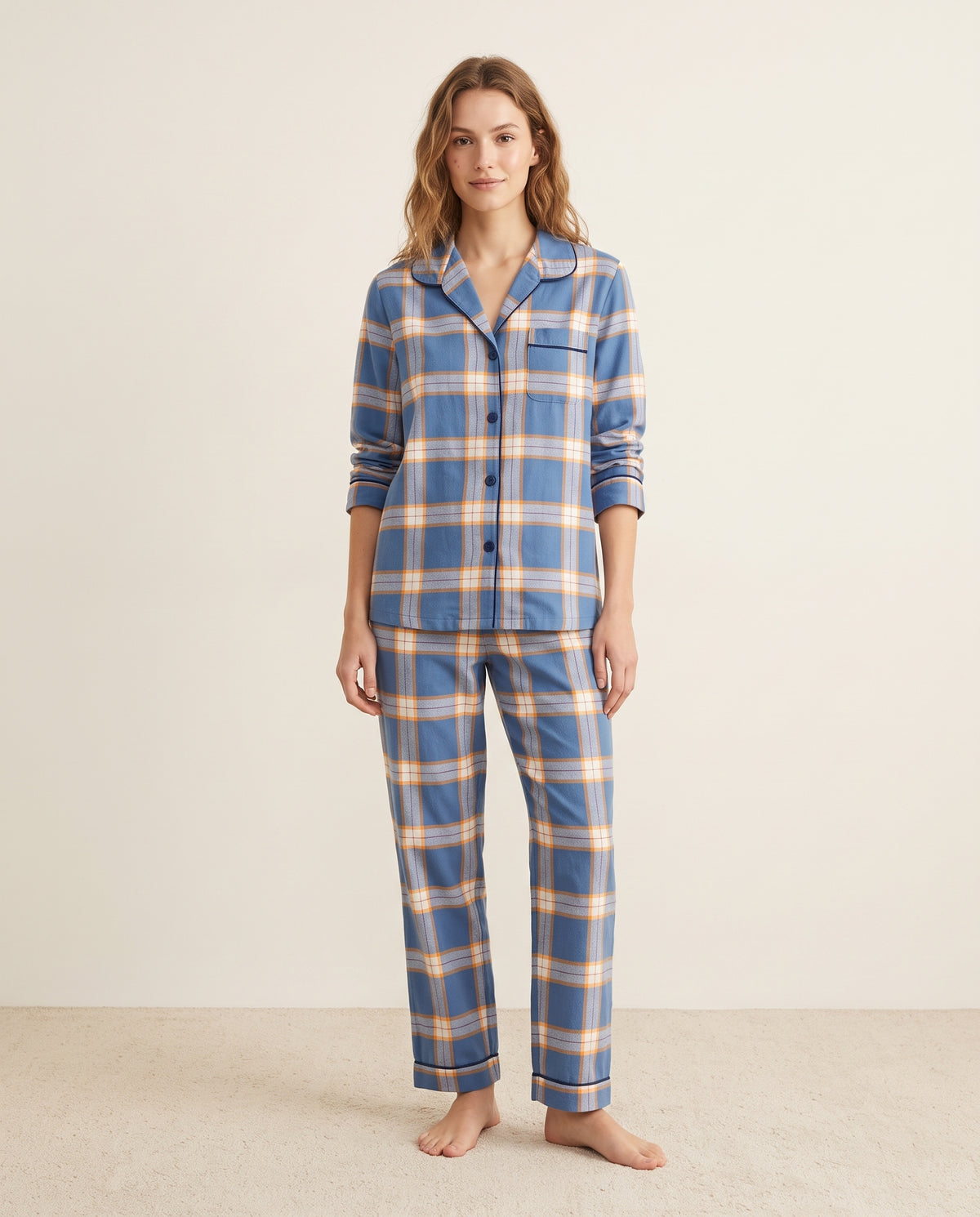 Pantalón camisa / Algodón Leñadora Azul