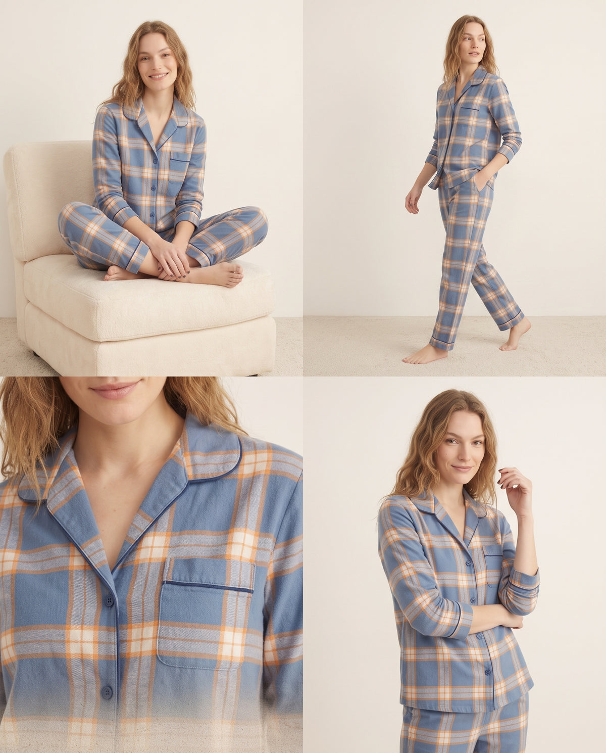 Pantalón camisa / Algodón Leñadora Azul