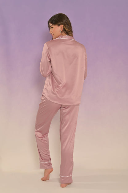 Pijama Pantalón / Satín Palo Rosa