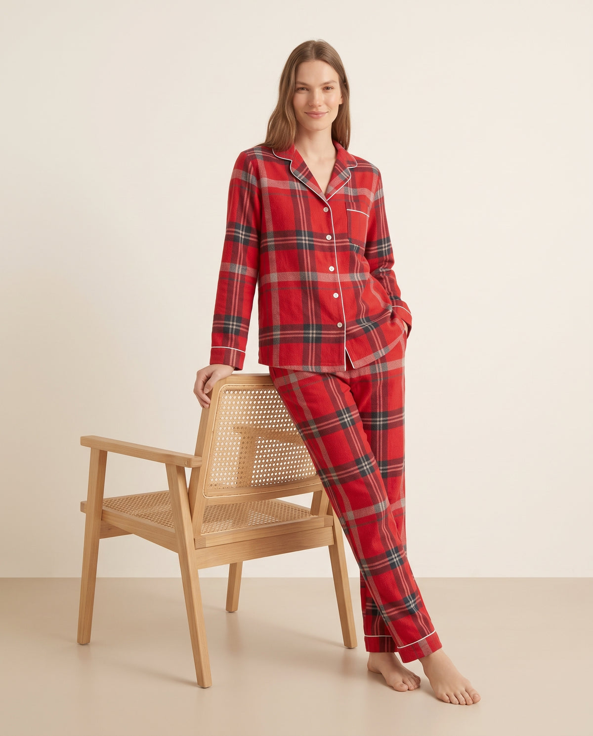 Pantalón camisa / Algodón Leñadora Roja