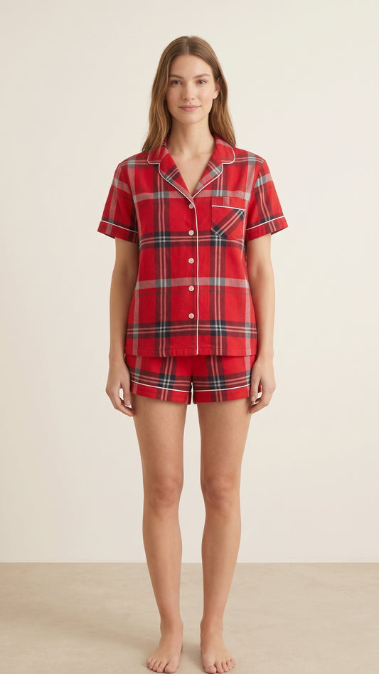 Short camisa / Algodón Leñadora Roja